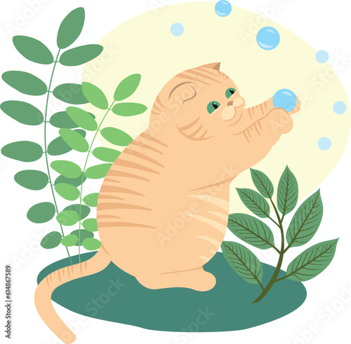 Cute cats. Vector illustration of funny fat cats