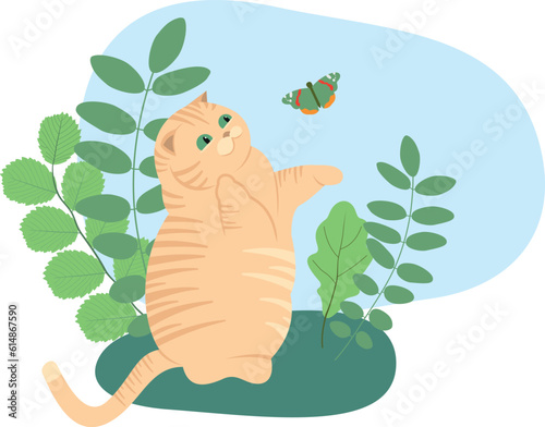 Cute cats. Vector illustration of funny fat cats