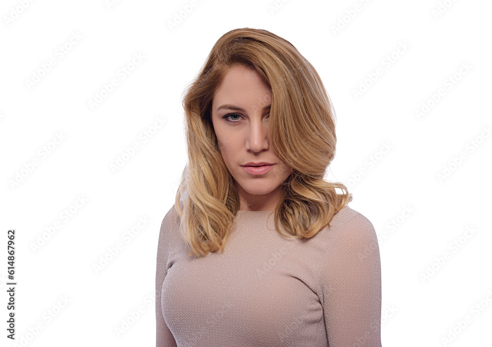 Attractive blonde woman posing on a white background. Attractive blonde woman posing on a white background.