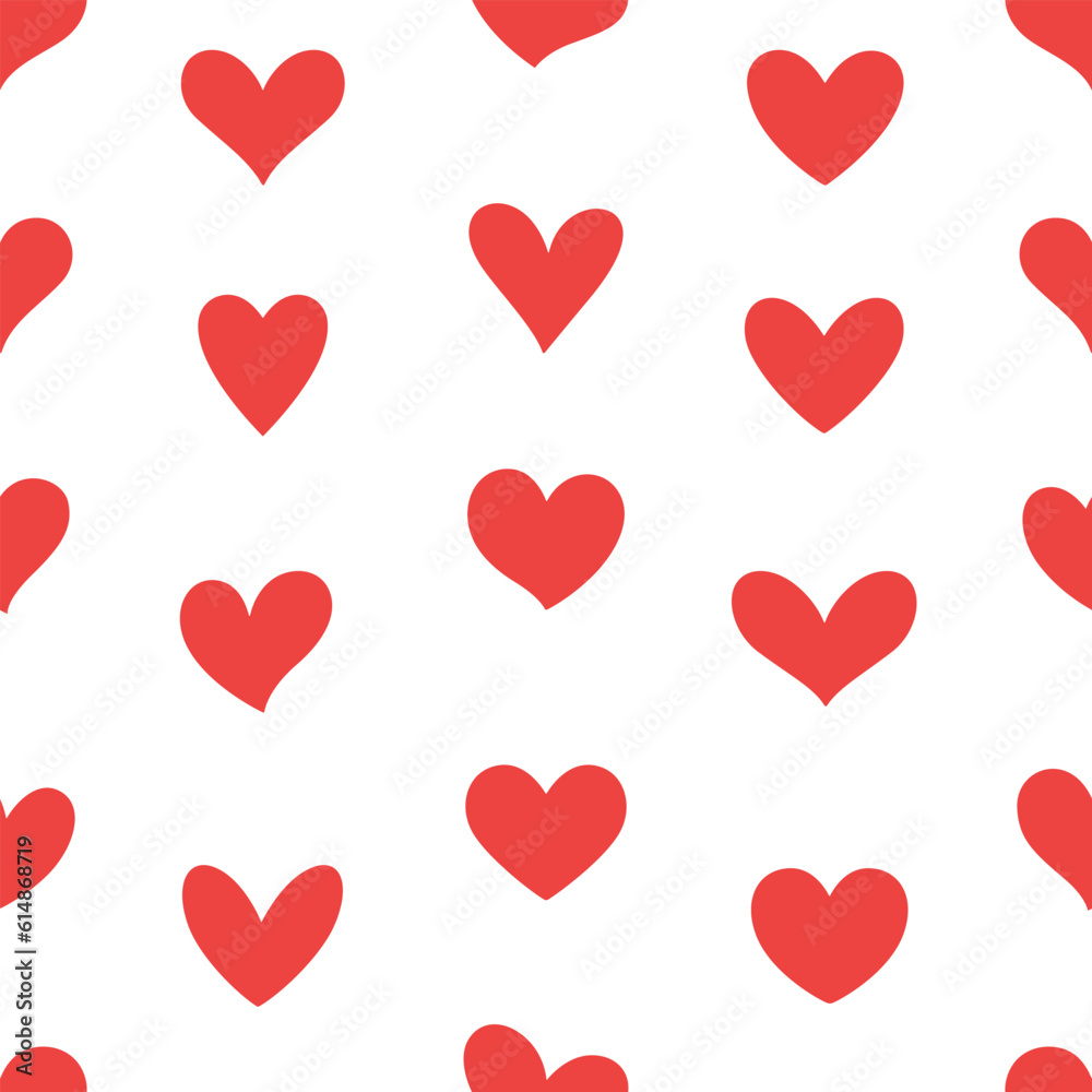 Hearts seamless pattern. Love, romantic, Valentines Day. Design for wrapping paper, wallpaper, textile. Vector illustration in flat style