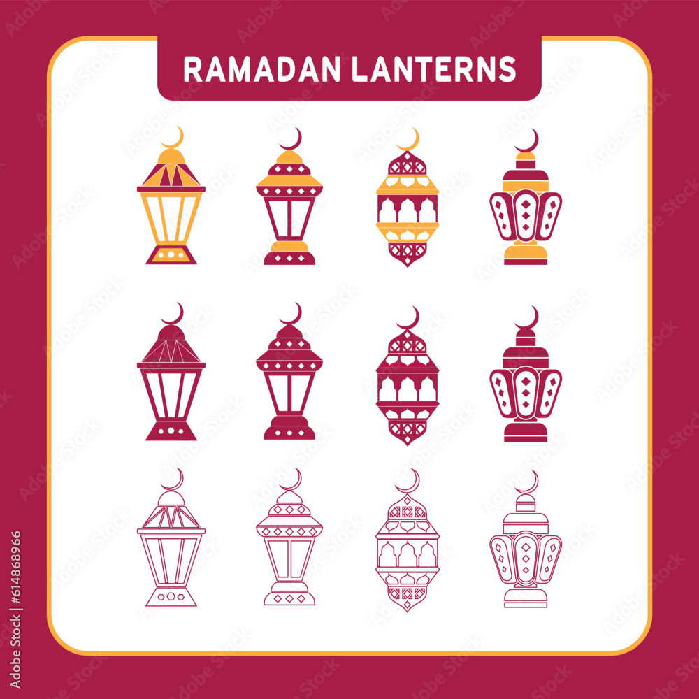 Vector Ramadan lanterns and Islamic designs