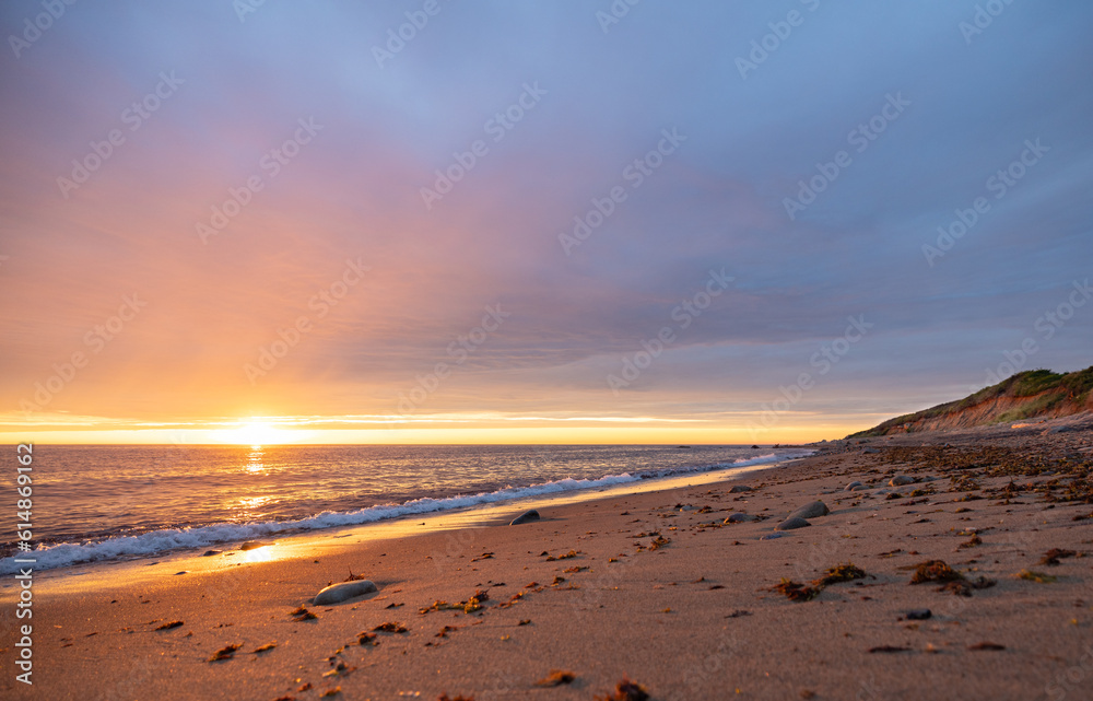 Sunset on the beach on Block Island, Rhode Island, USA