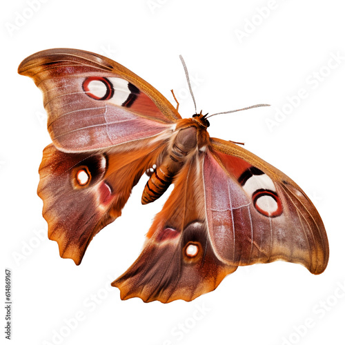 Beautiful butterfly isolated.Antheraea pernyi.brown butterfly.Moth. AI Generated photo