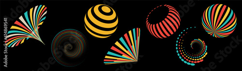 Set of aesthetic y2k geometric shapes. Simple trendy colorful geometric shapes. Retro design elements. Vector illustration for social networks or posters. EPS 10