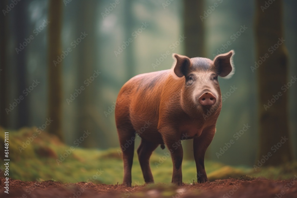 Fototapeta premium wild boar in their natural environment in the forest. Generative AI