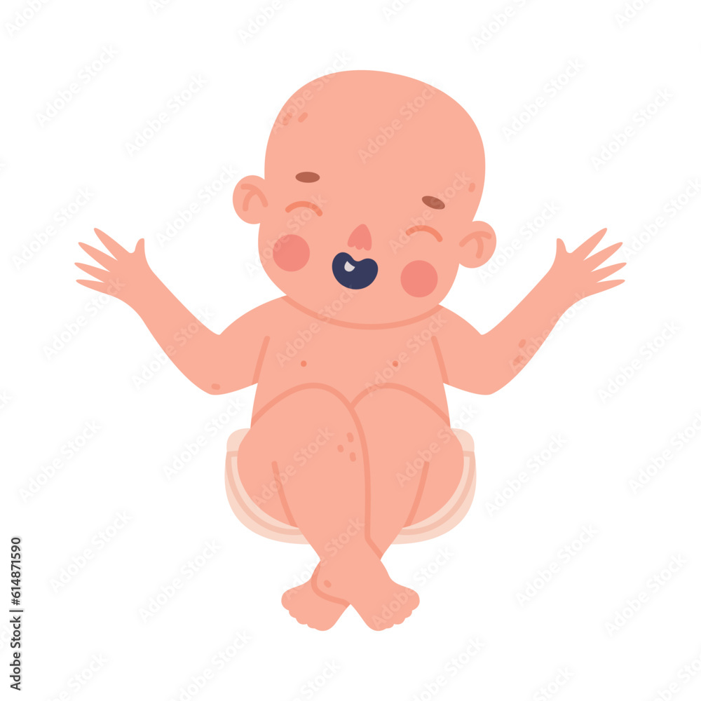 Cute Little Baby or Infant in Diaper Sitting and Laughing Vector Illustration Cute Little Baby or Infant in Diaper Sitting and Laughing Vector Illustration
