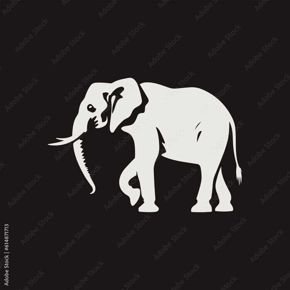 Fototapeta premium Elephant Silhouette, Vector Art, Isolated, Negative Space Illustration
