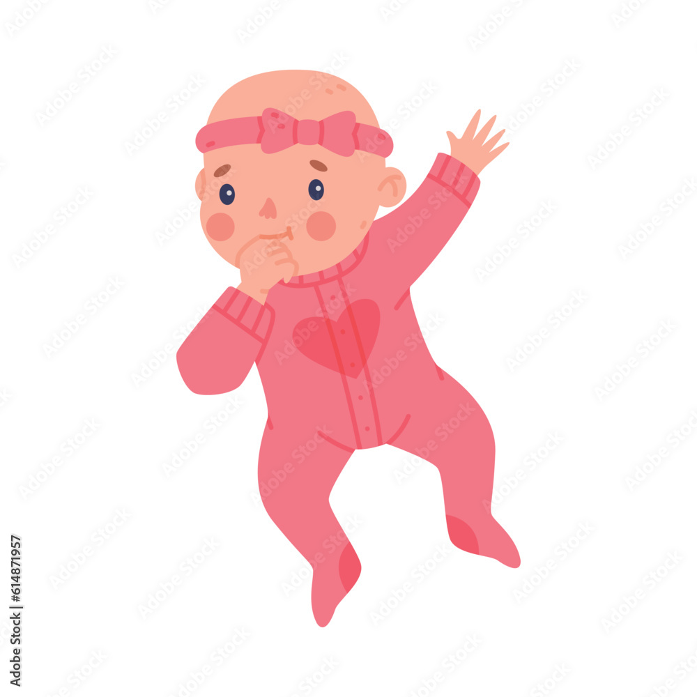 Cute Little Baby Girl or Infant Lying Wear Pink Clothes Vector Illustration Cute Little Baby Girl or Infant Lying Wear Pink Clothes Vector Illustration