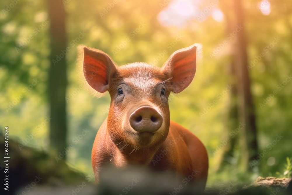 Fototapeta premium wild boar in their natural environment in the forest. Generative AI