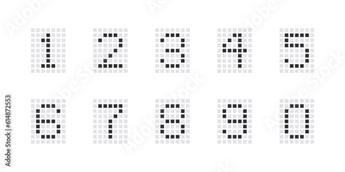 Numbers in pixel style. Numbers from zero to nine. Vector scalable graphics