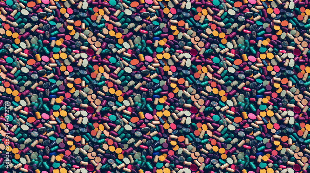 Seamless pills and medicine pattern, created with AI Generative Technology Seamless pills and medicine pattern, created with AI Generative Technology