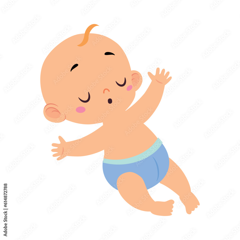 Cute Little Baby Boy or Infant in Blue Diaper Sleep Vector Illustration Cute Little Baby Boy or Infant in Blue Diaper Sleep Vector Illustration