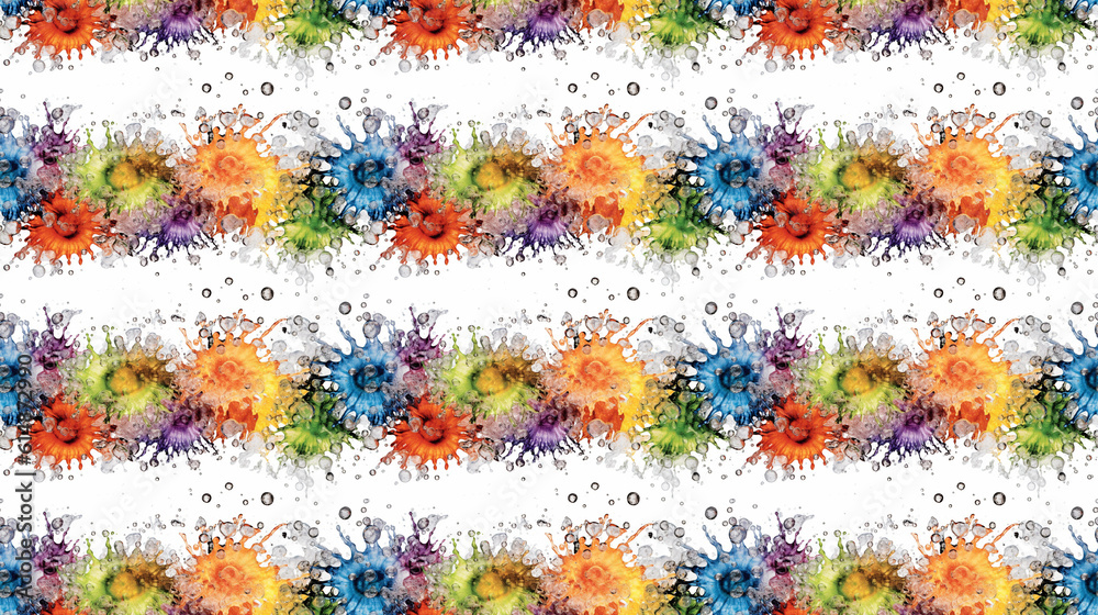 Seamless multi-colored splash pattern, created with AI Generative Technology