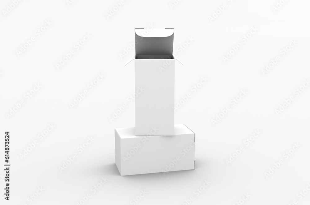 Small opened box packaging mockup for eye drops bottle advertising on transparent background. Small opened box packaging mockup for eye drops bottle advertising on transparent background.
