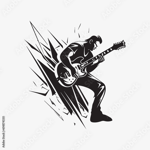 Man with guitar. Rock Star. Punk. Musician artist vector illustration