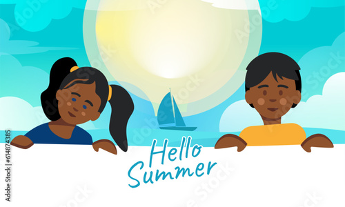 Summer background. Summer vacation fun. Tropical beach. Travel background.