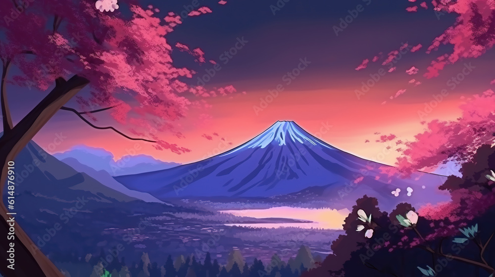 a simple clean illustration of the mountain, cartoon artstyle, ai generated image
