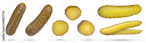 Tableau sur toile Set of pickles on a white isolated background