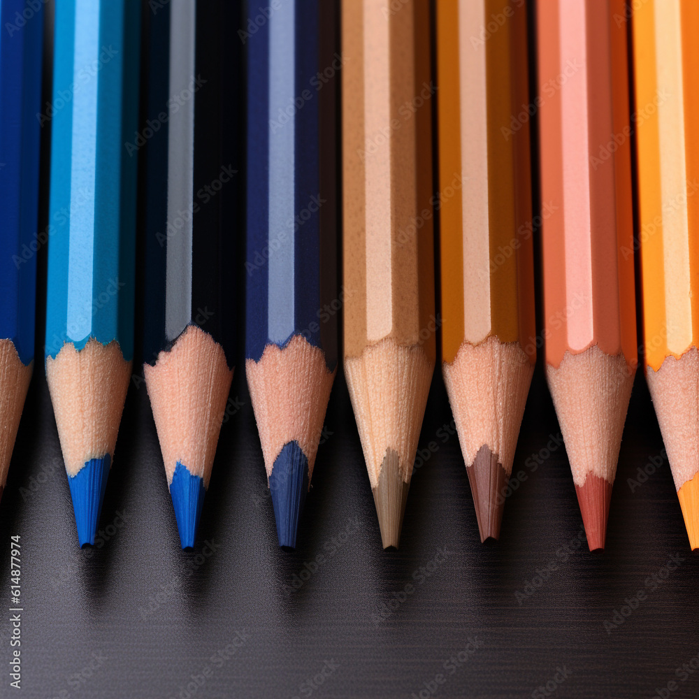 Colored pencils in a row, Created using generative AI tools. Colored pencils in a row, Created using generative AI tools.