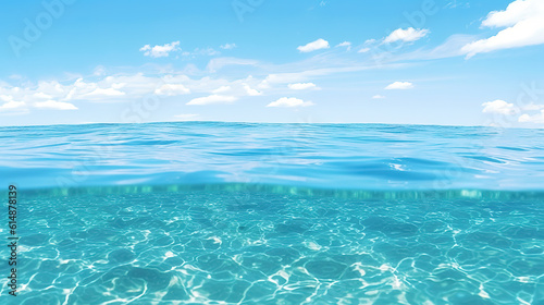 clear ocean water, half water half sky wallpaper artwork, ai generated image © Sternfahrer
