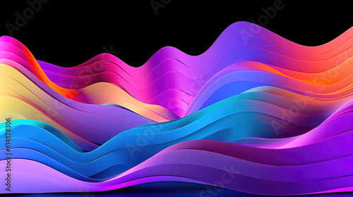 modern abstract simple wallpaper design of waves in different colors, ai generated image