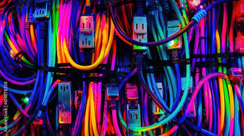 a modern colored wire connections artwork, ai generated image