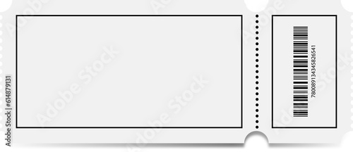 Blank ticket mockup realistic vector template isolated on white background