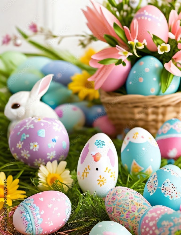 Colorful decorated eggs 