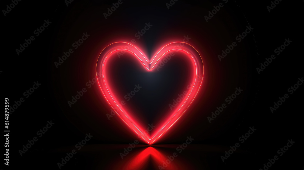 a simple neon light shining red heart, wallpaper artwork, ai generated image