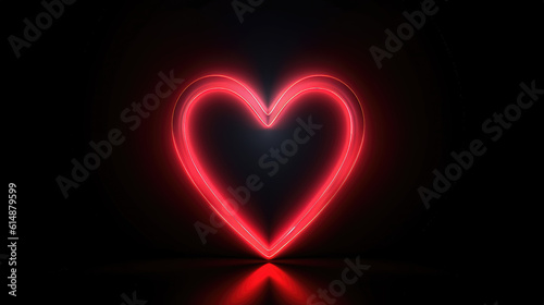 a simple neon light shining red heart  wallpaper artwork  ai generated image