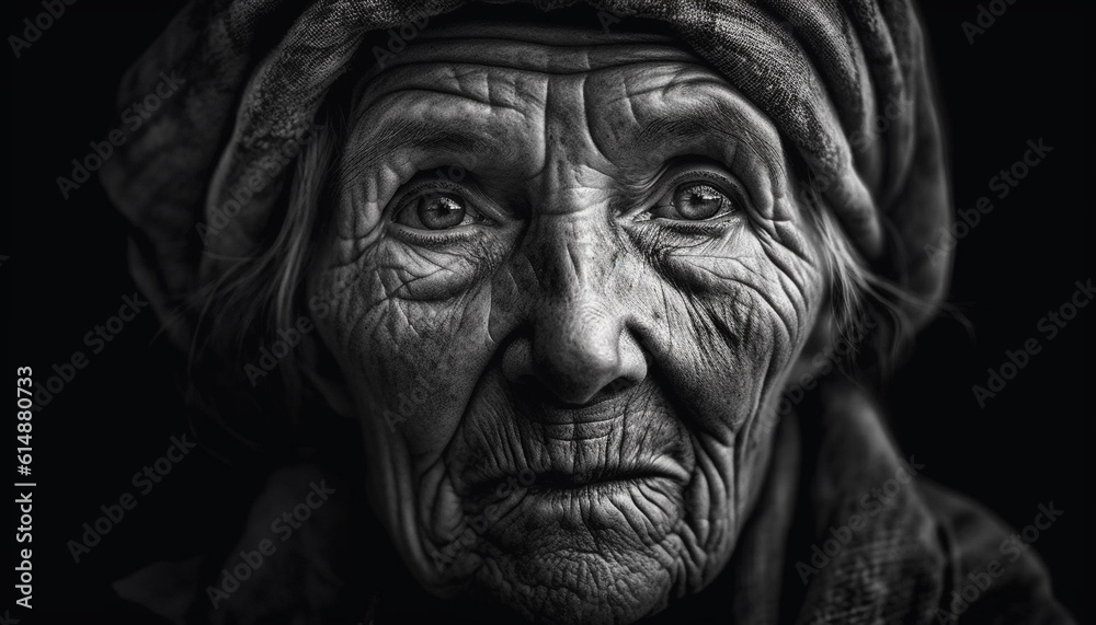 Aging process captured in fine art portrait of senior adults generated by AI Aging process captured in fine art portrait of senior adults generated by AI