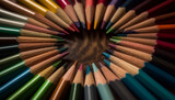 A vibrant collection of colorful pencils in a rainbow spectrum generated by AI