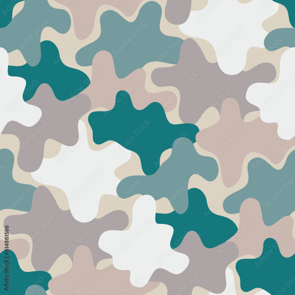 seamless camouflage pattern with abstract wavy shapes