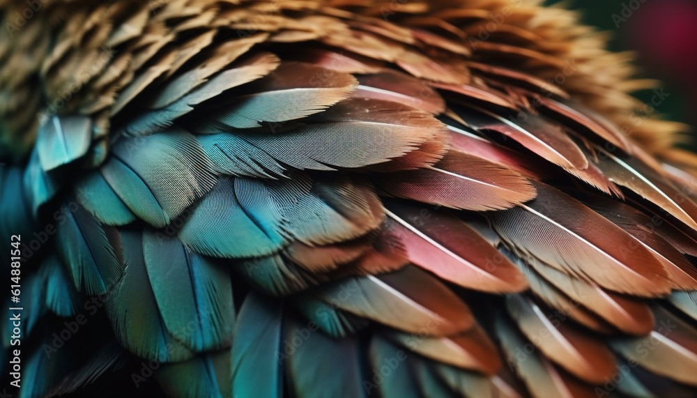 Obraz premium Vibrant gold and blue macaw perching on branch, majestic beauty generated by AI