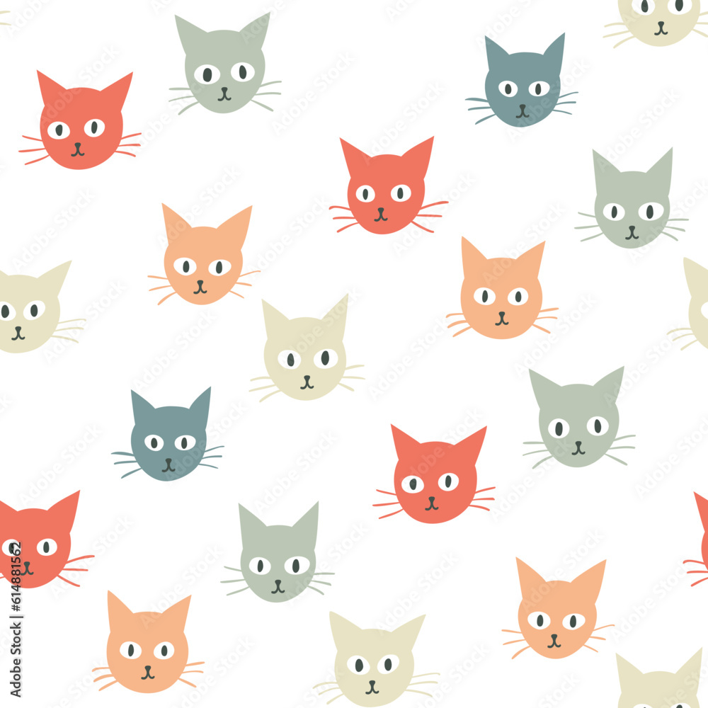 Seamless pattern with colorful cats