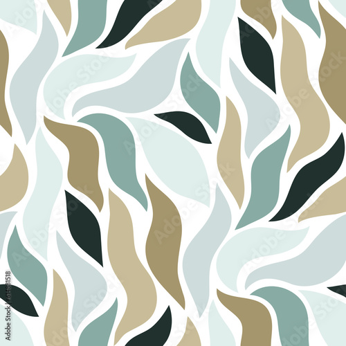 Abstract floral seamless pattern with wavy leaves