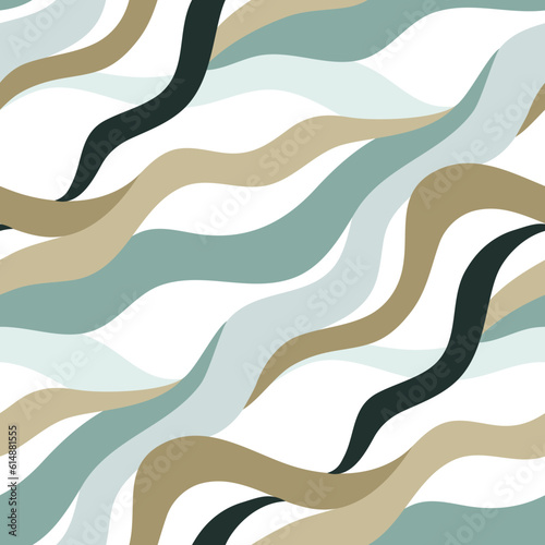 Abstract seamless pattern with diagonal wavy lines