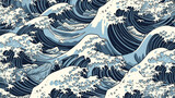 waves off kanagawa, palette texture style, ai generated image