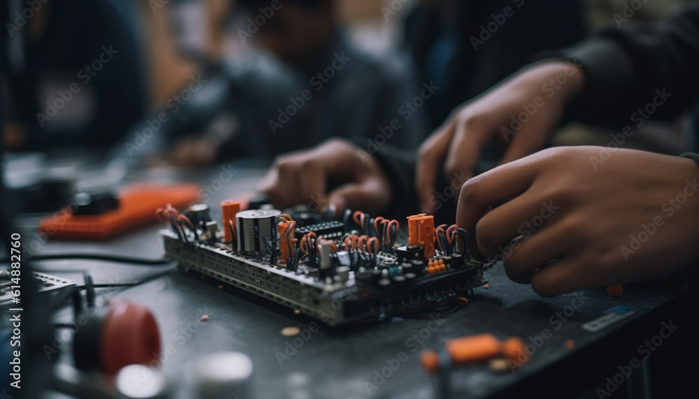Expert technician soldering computer chip for innovative industry technology generated by AI Expert technician soldering computer chip for innovative industry technology generated by AI