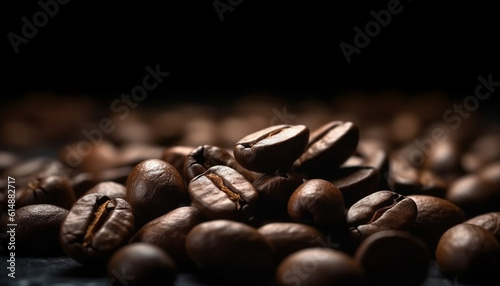 Dark roasted coffee bean adds gourmet scent to cappuccino drink generated by AI