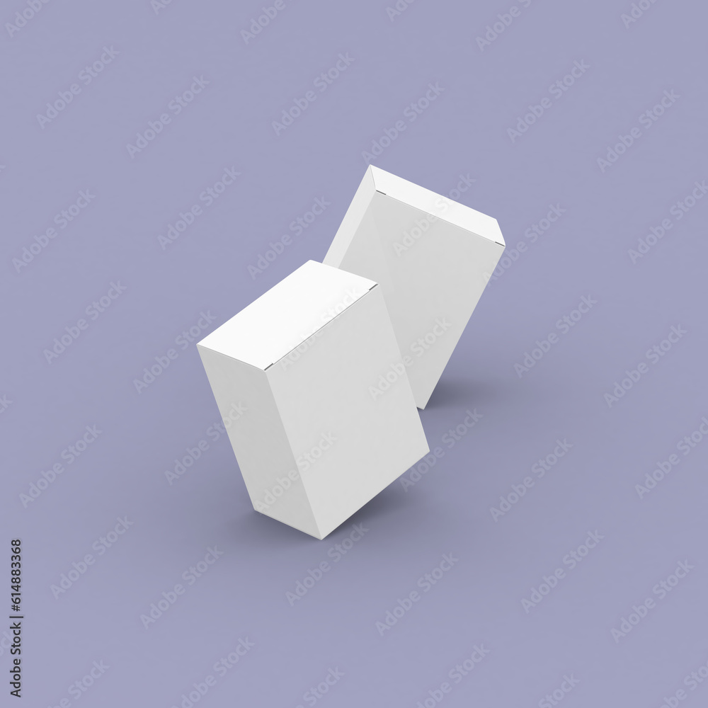 Two packaging boxes, 3d mockup for product promotion. Tilted position Two packaging boxes, 3d mockup for product promotion. Tilted position