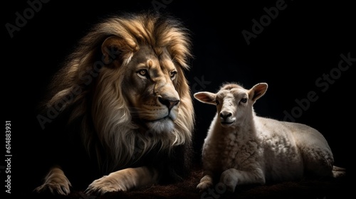 A LION AND A LAMB SIT TOGETHER (GENERATIVE AI) © senadesign