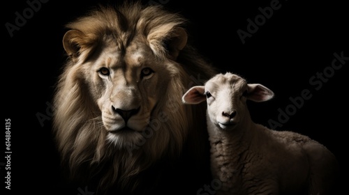 A LION AND A LAMB SIT TOGETHER  GENERATIVE AI 