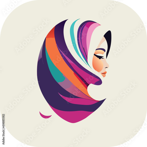 Woman hijab logo with unique concept and business card design Premium Vector, Muslim fashion hijab logo design, beautiful headscarf for Muslim women