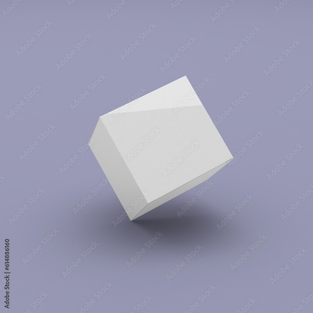 Square box, packaging template for product design mockup. On clean background