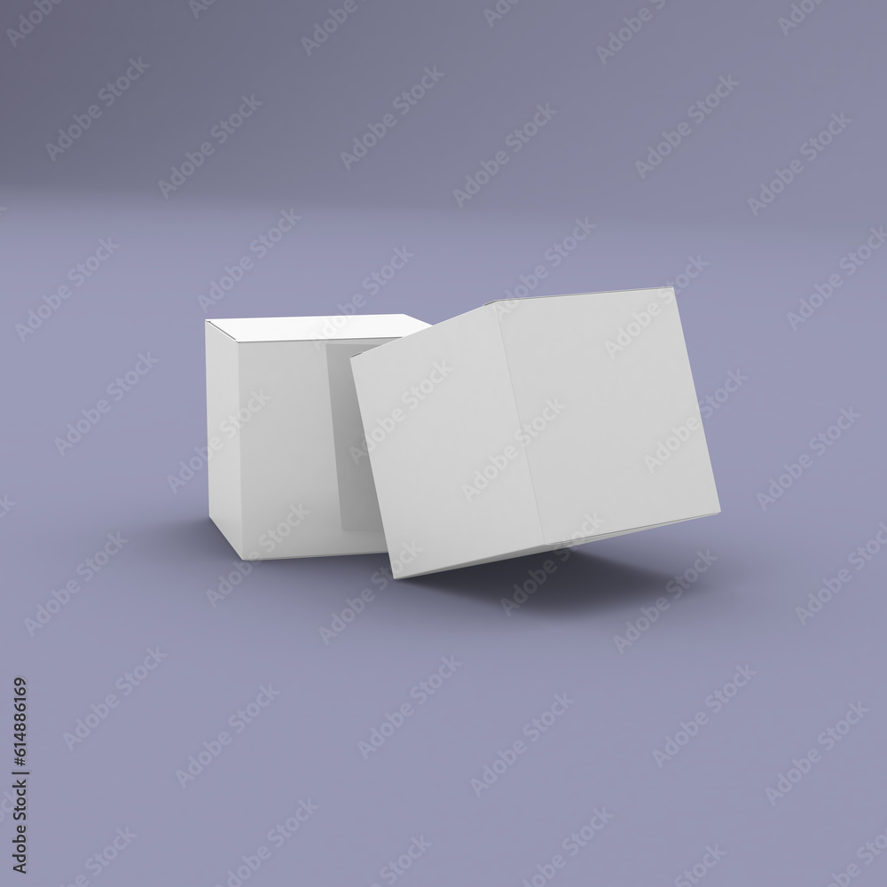 Two square boxes, packaging template for product design mockup. On clean background Two square boxes, packaging template for product design mockup. On clean background