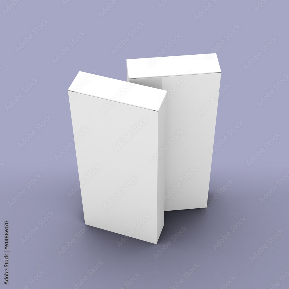Two long narrow boxes, packaging template for product design mockup. On