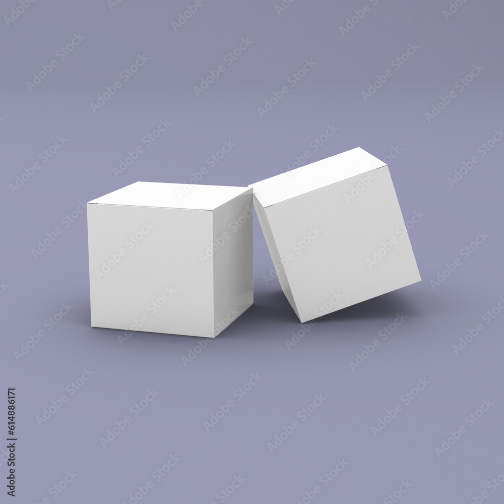 Fototapeta premium Two square boxes, packaging template for product design mockup. On clean background
