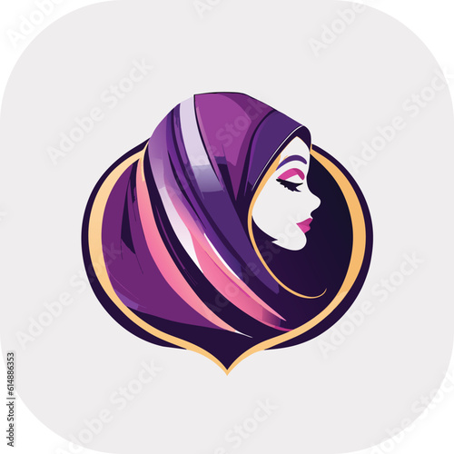 Woman hijab logo with unique concept and business card design Premium Vector, Muslim fashion hijab logo design, beautiful headscarf for Muslim women