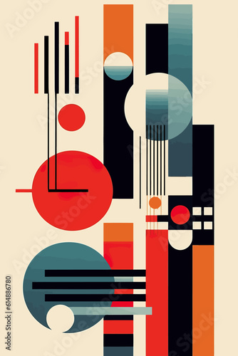Abstract Bauhaus geometric shapes art vector background and wallpaper. 